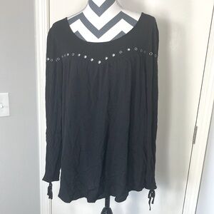 Torrid Black Long Sleeve Grommet Tie Sleeve Top Plus size 2X